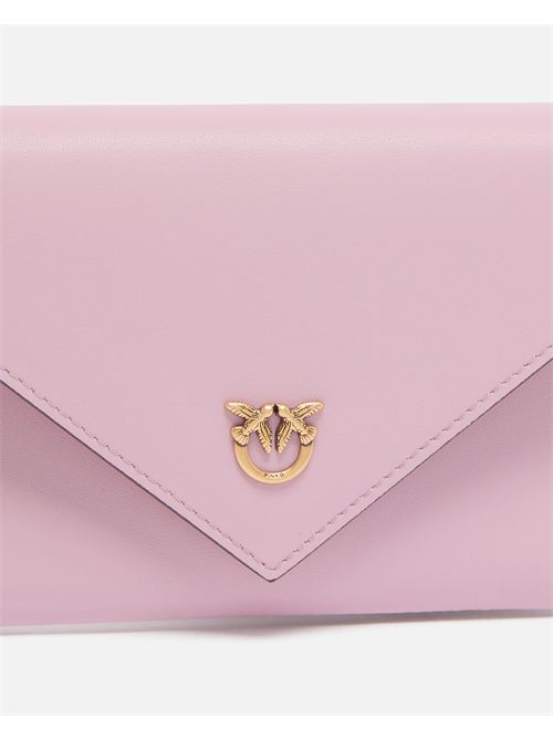 Borsa a bustina piccola in pelle liscia con logo Love Birds PINKO | 105347A0F1/P26Q